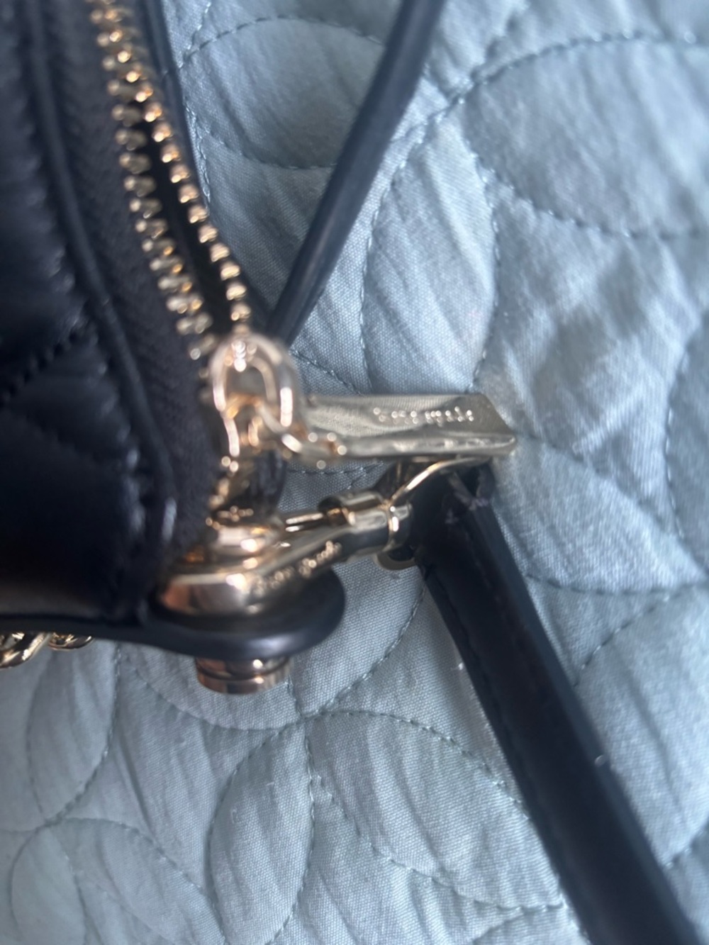 kate spade Black Quilted Leather Shoulder Bag with Gold Chain Accent - Picture 5 of 7